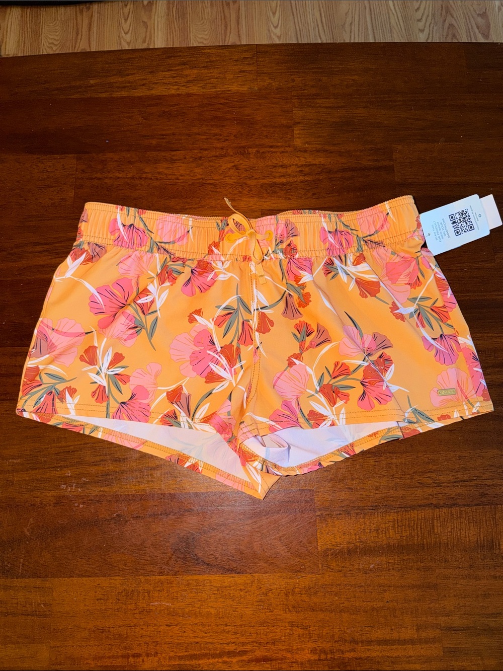 Roxy Orange Floral Boardshorts with Pink Accents